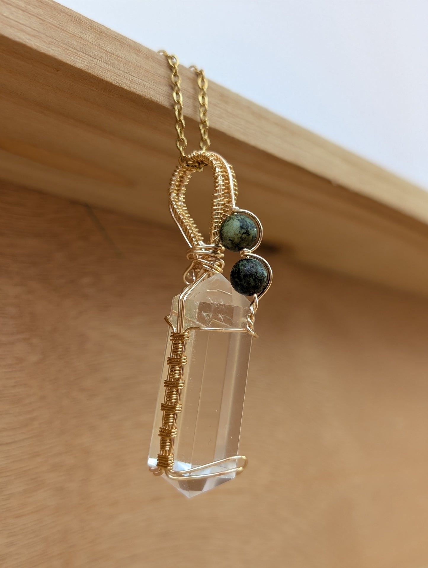 Emmy - Clear Quartz + African Turquoise