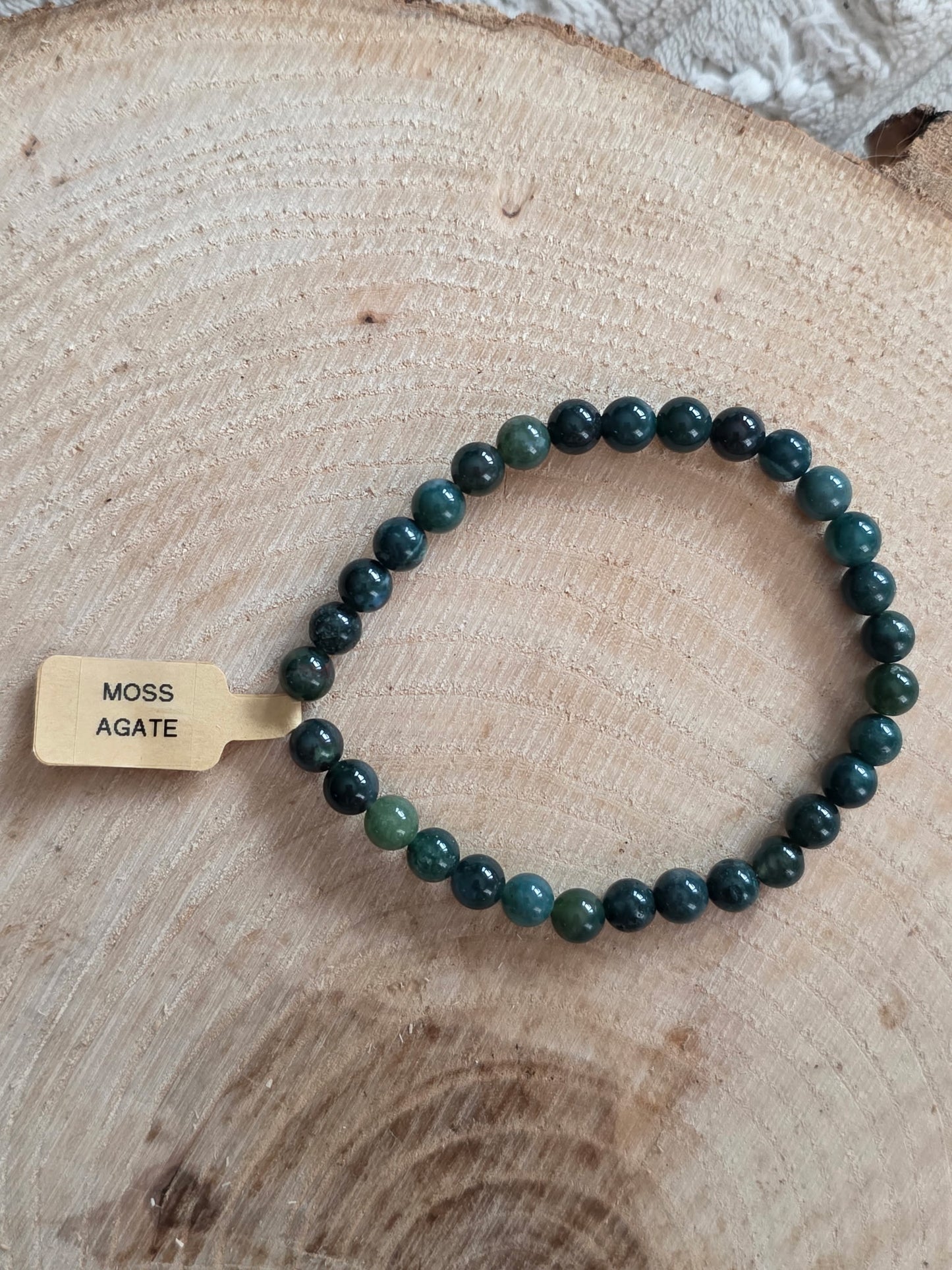 Moss Agate Bracelet - 6mm